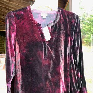 J.Jill PURE JILL NWT $169 Tye dye velvet tunic top M may fit s too